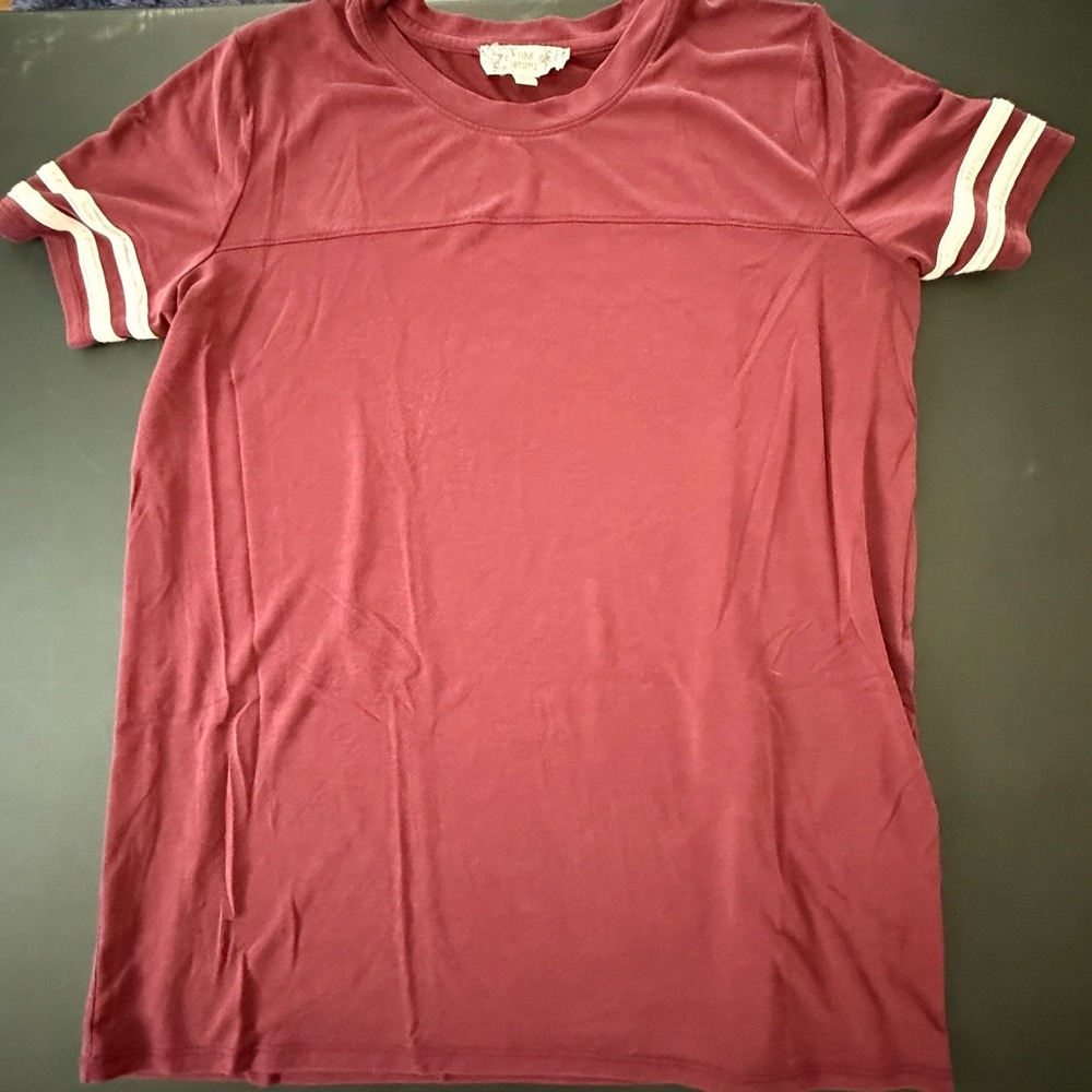 Pink Republic Womens XL Burgundy Varsity Stripe Short Sleeve T-Shirt PFB36083SKL